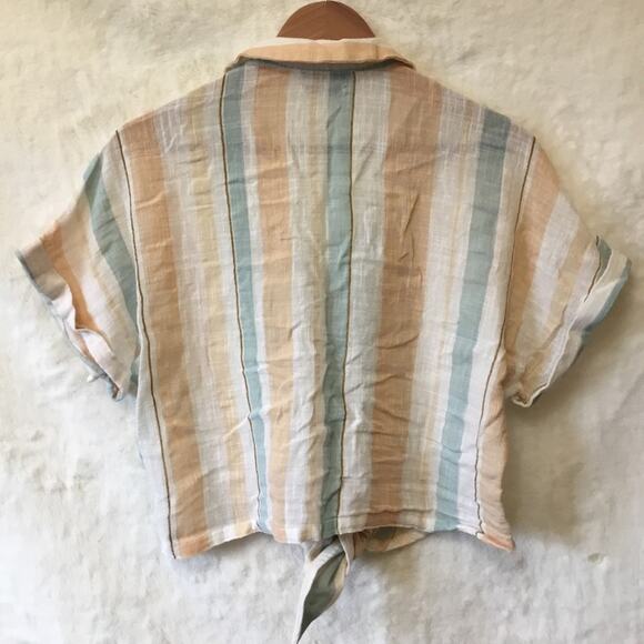 Pull & Bear Multi-Color Striped Tied Top - Picture 8 of 10